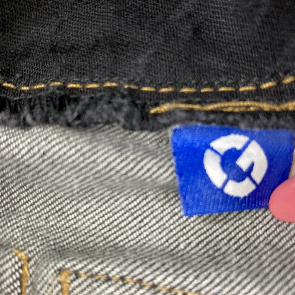 G Unit Company Denim Shorts Junior 11 Dark Wash Gold Rhinestones Flap‎ Pockets